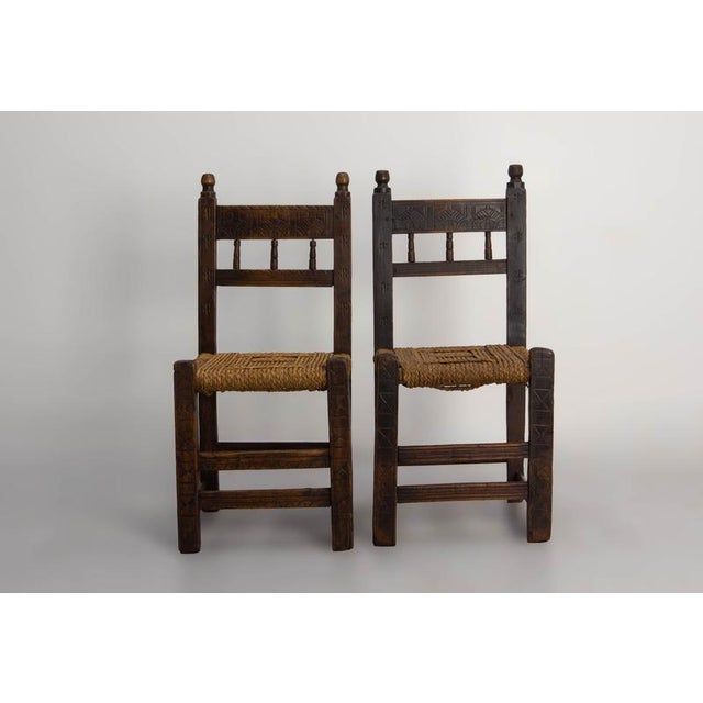 Spanish Decorative Side Chairs in Pine, 1800s, Set of 2 For Sale - Image 3 of 13
