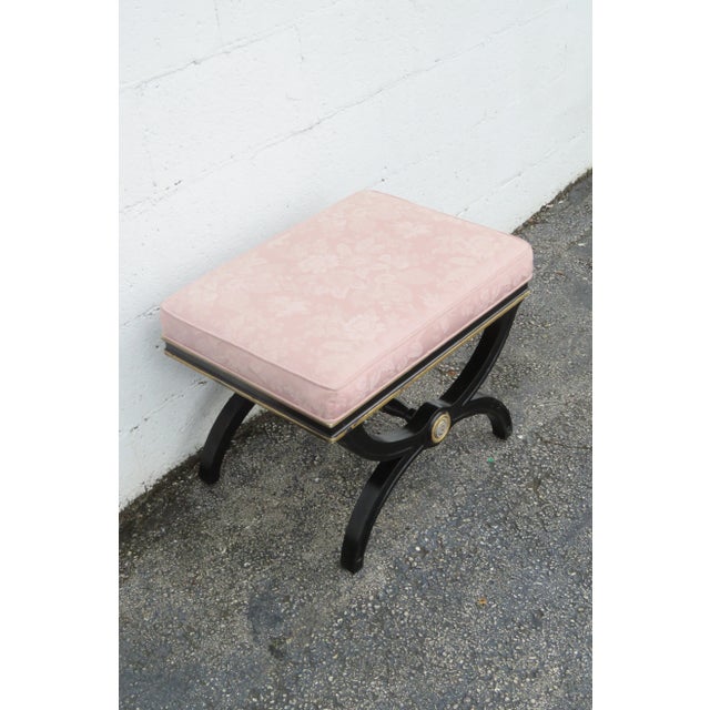 Hollywood Regency Painted Vanity Ottoman Footstool 6124 For Sale - Image 10 of 12