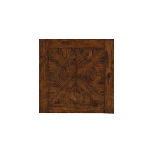 Wrought Iron Amon Lamp Table with Mahogany Placage in Waxed Antique Finish on Parquet Top