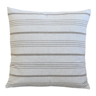 Woven Tan Taupe Striped Beachy Double Sided Feather/Down Pillow For Sale
