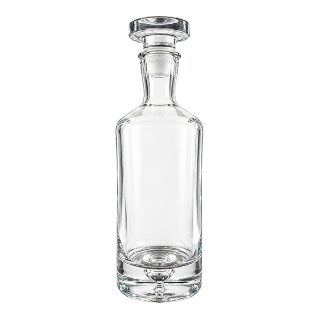 Vintage Clear Glass Controlled Bubble Decanter With Stopper For Sale