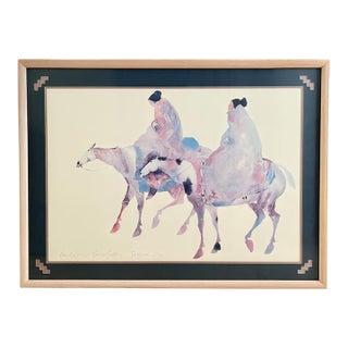 Carol Grigg 'The Guardians' Native American Watercolor Lithograph, 1980s For Sale