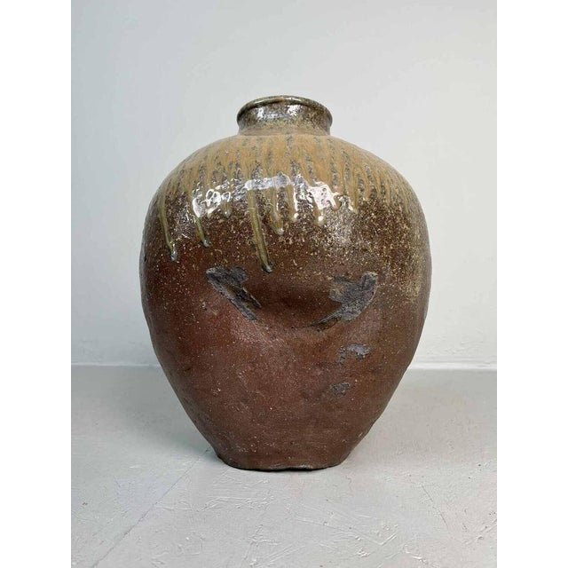 Japanese Tea Leaf Jar in Brown Ceramic For Sale - Image 5 of 17