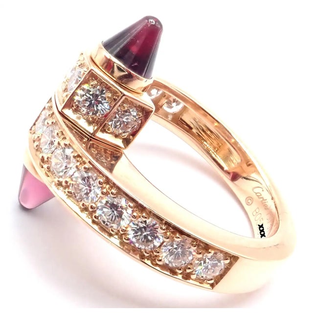 Cartier Menotte Rose Gold Diamond Rhodolite Band Ring *This ring comes with Cartier box and service paper from Cartier...