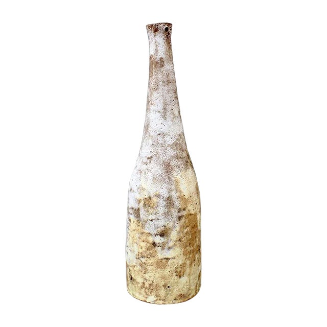 Mid-Century French Ceramic Bottle Vase by Alexandre Kostanda, 1960s For Sale