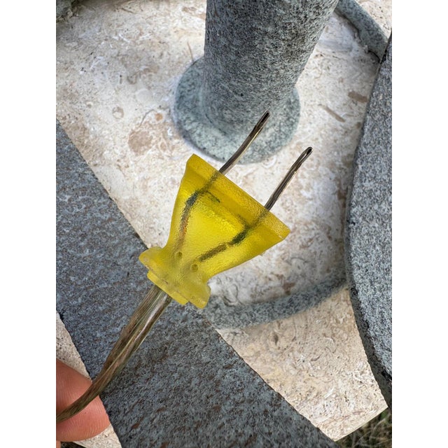 Sky Blue Vintage Metal Ribbon Bow Floor Lamp With Travertine Base For Sale - Image 8 of 10