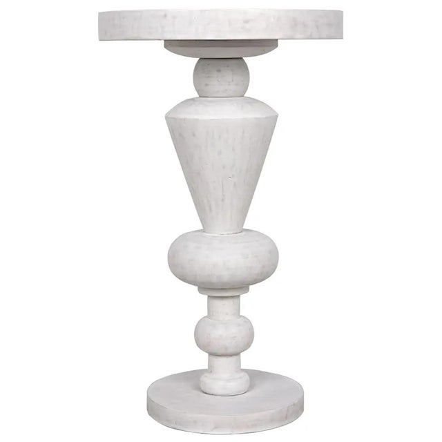 This sophisticated side table has been expertly hand-carved of solid mahogany with a hand-applied whitewashed finish. Its...