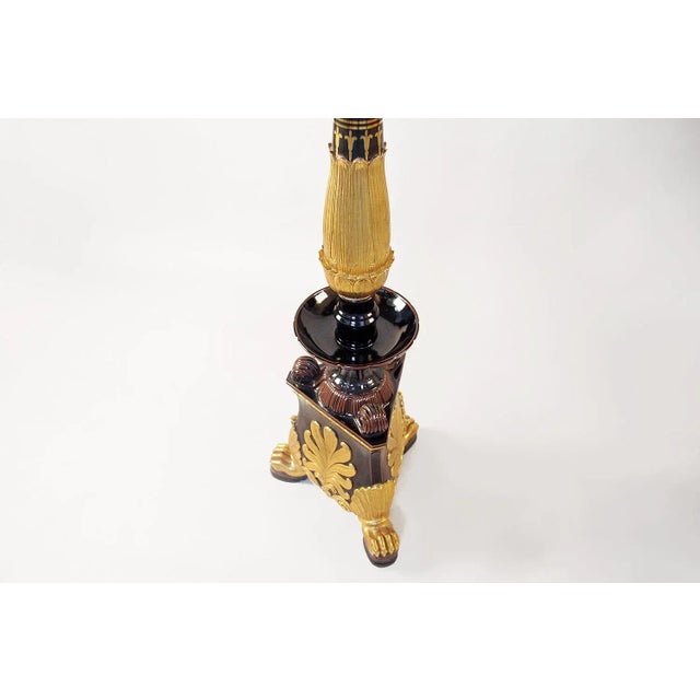Restauration Style Black & Gilt Earthenware Candlesticks, Set of 2 For Sale - Image 6 of 8
