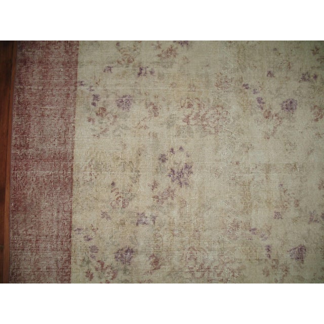 Zabihi Collection Worn Floral Turkish Room Size Rug For Sale - Image 4 of 6