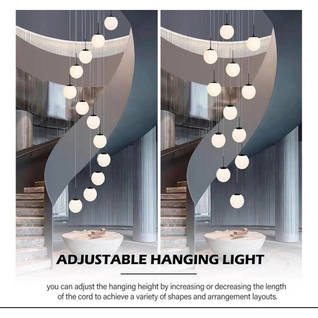 Mid-Century Modern 12-Light Black Mid Century Modern Globe Dangle Milky White Glass Pendant Chandelier - New in the Box For Sale - Image 3 of 7