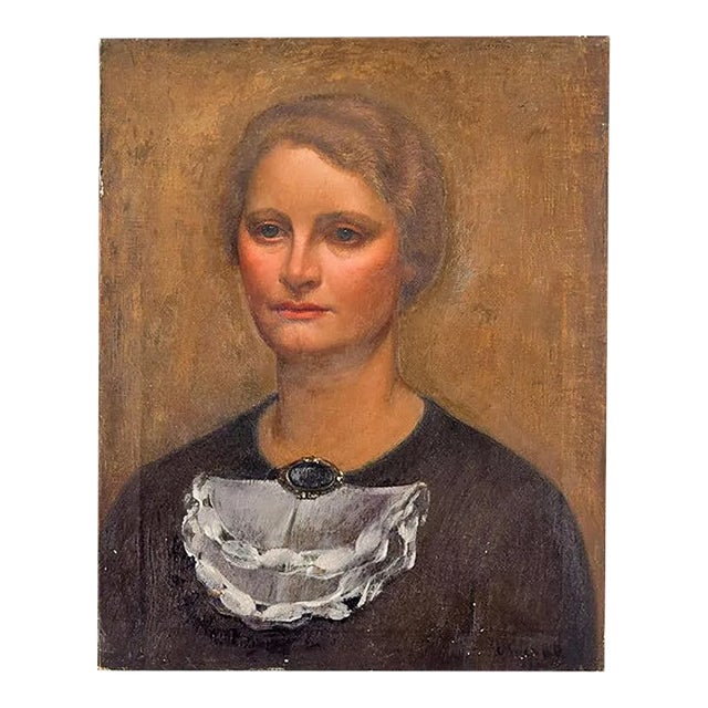 Portrait of Lady - Original Oil on Canvas by Carlo Socrate - 1930 1930 For Sale