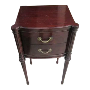 Vintage Wood Side Table in Solid Dark Tone 2 Drawer by John Stuart Co