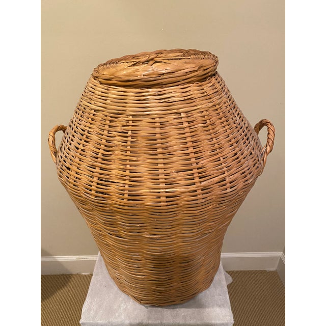 Handmade split bamboo basket with lid Structurally wry sturdy and has great patina of aged natural bamboo. Made with split...