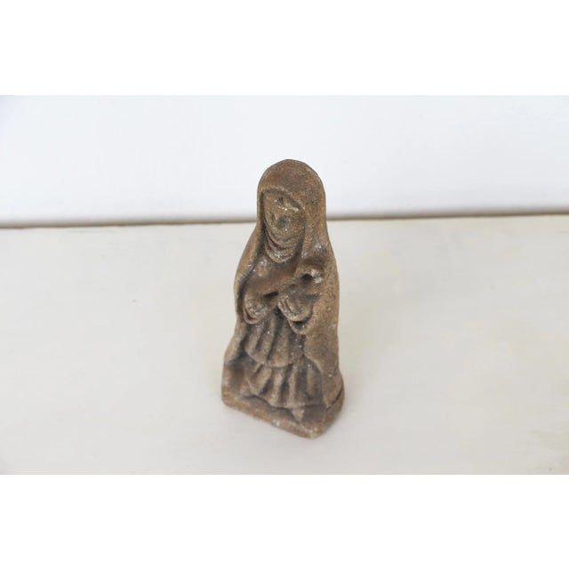 Late 19th Century Carved Granite Holy Mary With Baby Jesus Figurine For Sale - Image 10 of 13