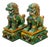 2 Chinese Green Sancai Glazed Porcelain Foo Dog Guardian Lion Statues 12" For Sale