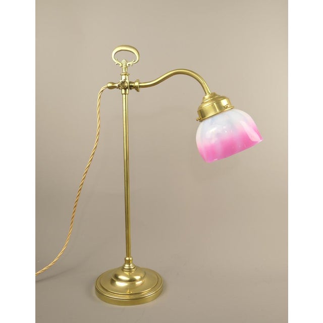 Metal Table Lamp with Glass Shade, France, 1925 For Sale - Image 7 of 10