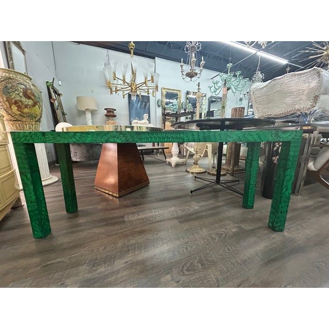Faux Malachite Console Table For Sale - Image 9 of 11