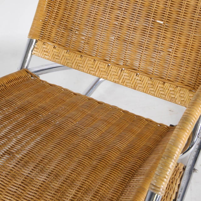 Wicker and Chrome Chaise Longue, 1970s For Sale - Image 16 of 17