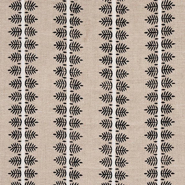 Traditional Schumacher Alva Hand Block Print Fabric in Black For Sale - Image 3 of 3