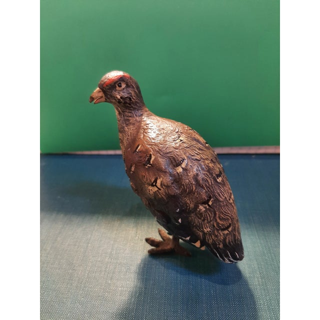 Rustic European Vintage Austrian Bronze Game Bird Partridge Figurine For Sale - Image 3 of 9