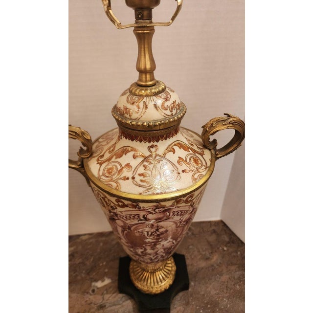 Metal Pair of Early 20th Century Royal Vienna Style Lamps With Broznze Mounts For Sale - Image 7 of 10