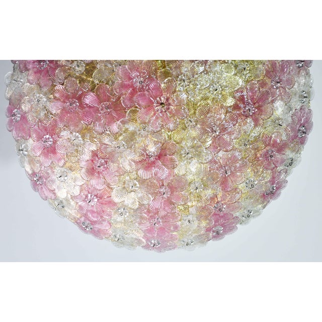 1970s Amazing Pink and Gold Large Size Murano Ceiling Light Flower by Seguso For Sale - Image 11 of 15