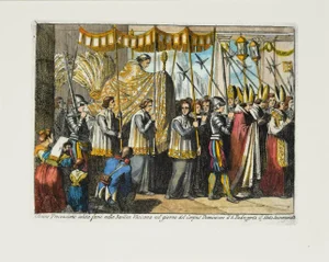 Processione a San Pietro Etching by Bartolomeo Pinelli, 1825