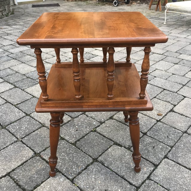 Ethan Allen Baumritter Hard Rock Maple 2 Tier End Side Table 1950’s