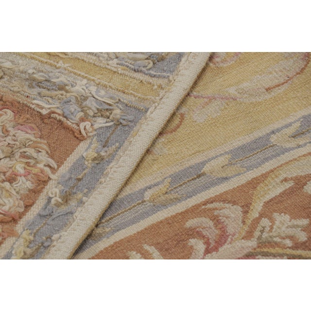 Beige Rug & Kilim's Aubusson Style Rug in Gold & Beige With Floral Medallion For Sale - Image 8 of 8
