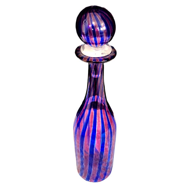 Mid-Century Modern Mid 20th Century Murano Hand-Blown Liquor Decanter With Stopper, Attributed to Gio Ponti for Venini For Sale - Image 3 of 5