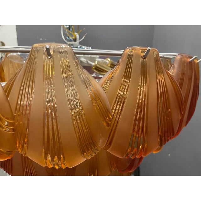 Large Terracotta & Glass Shell Chandelier, 1980s For Sale - Image 4 of 11