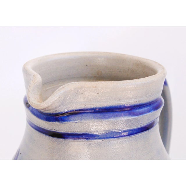 Late 19th Century Exr Lrg. 19th C. European Westerwald Salt Glazed Stoneware Jug 16" For Sale - Image 5 of 10