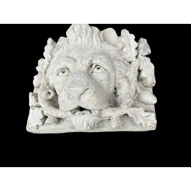 2000 - 2009 Cast Stone Lion Head Fountain Mask with Oak Leaves and Acorns For Sale - Image 5 of 16