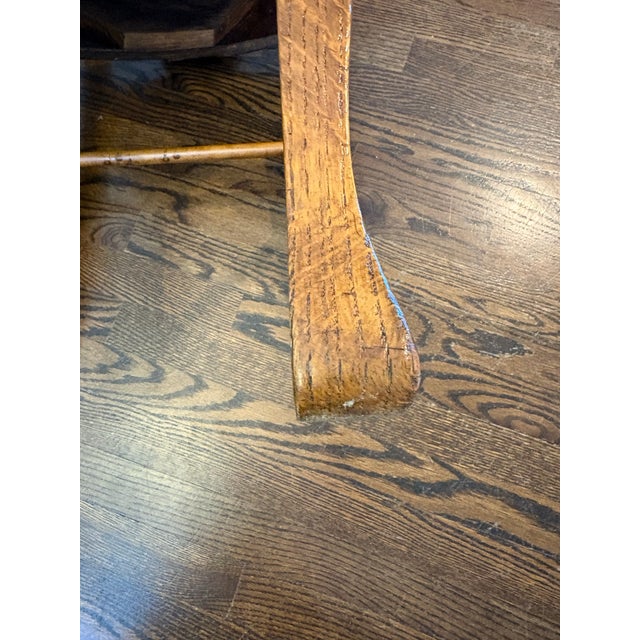 Animal Skin Pair of Antique Arts & Crafts Mission Quarter-Sawn Tiger Oak Dining Chairs With Embossed Leather Seats For Sale - Image 7 of 11