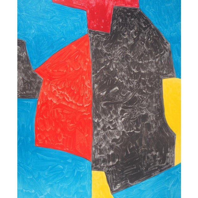 After Serge Poliakoff, Red, Blue and Black Composition, Lithograph For Sale - Image 4 of 8