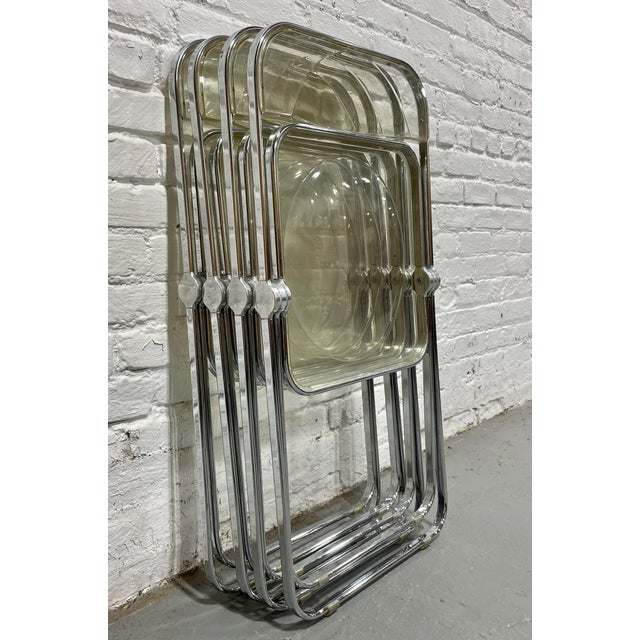 Mid Century Modern Italian Lucite "Plia" Folding Chairs by Giancarlo Piretti for Castelli, C. 1970s For Sale - Image 12 of 13