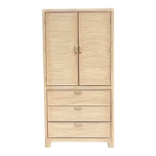 Vintage Coastal Wave Pencil Reed Armoire For Sale