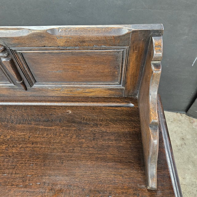 Mid 19th Century Jacobean Oak 2 Drawer Sideboard With Turned Legs and Stretcher Base For Sale In Atlanta - Image 6 of 8