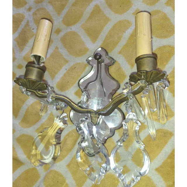 C1900 French Louis XV Bronze Mirror Back Thick Crystal Pendalogue Sconces Signed Ef Caldwell a - Pair For Sale - Image 16 of 18