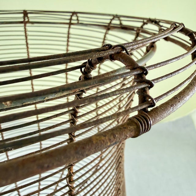 Antique French Large Pedestal Urn Hand Made Black Twisted Wire Basket, Late 19th For Sale In Philadelphia - Image 6 of 12