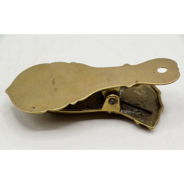 Antique English Novelty Brass Hand Note Desk Clip For Sale - Image 4 of 4