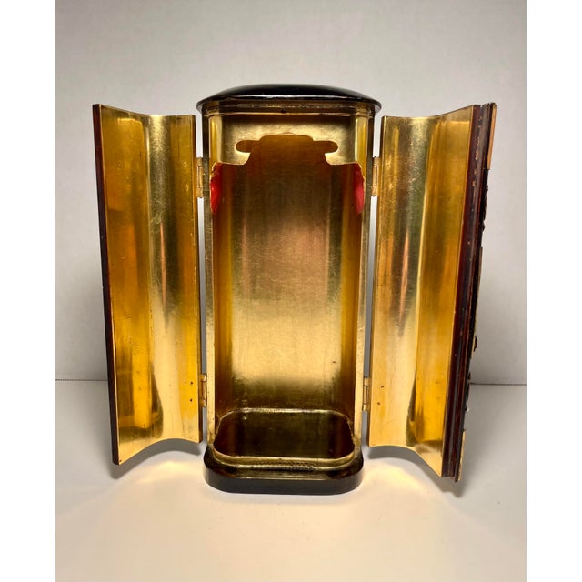 Antique Meiji Period Japanese Black Lacquer & Gold Leaf Buddhist Zushi Travel Shrine For Sale In Los Angeles - Image 6 of 10