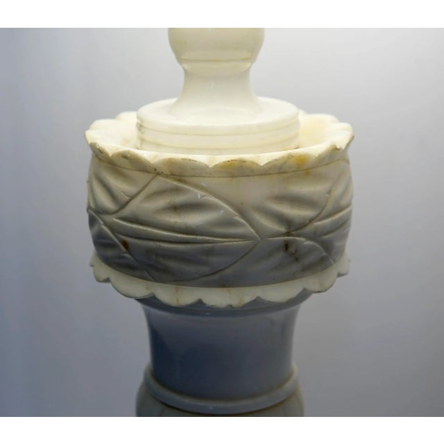 Late 19th Century Regency Alabaster Carved Table Lamp With Shade For Sale - Image 9 of 13