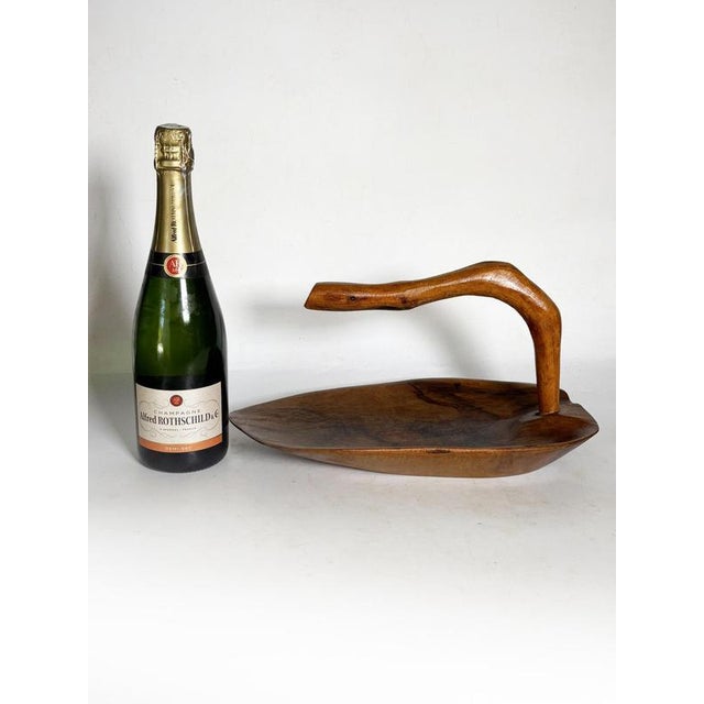 Rustic Handcrafted Olive Wood Fruit Basket, France, 1950s For Sale - Image 3 of 11