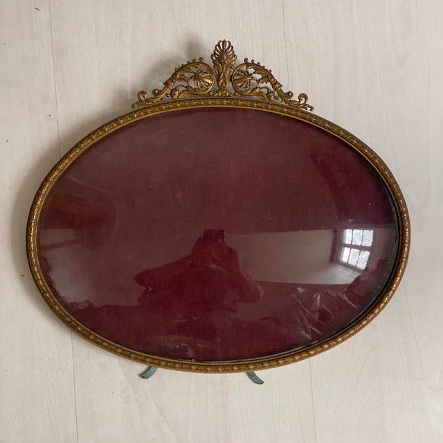 Gold Louis XVI Style Brass Photo Frame with Convex Glass, 19th Century For Sale - Image 8 of 10
