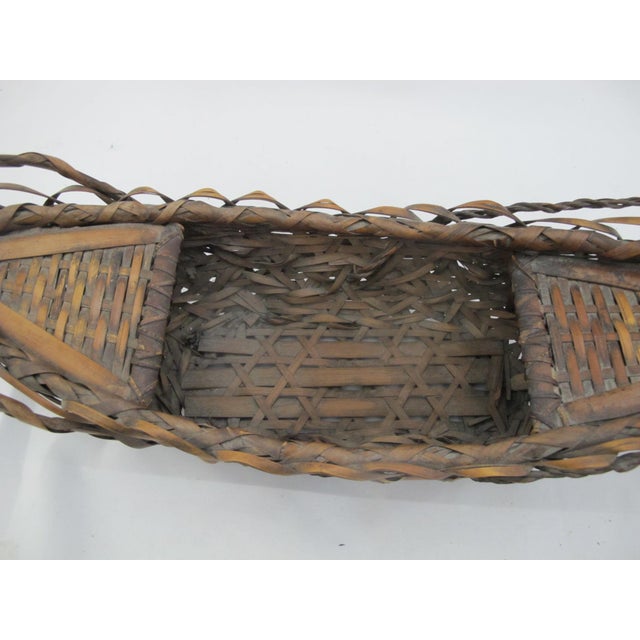 Brown Japanese Ikebana Funagata Boat Shaped Flower Arranging Basket For Sale - Image 8 of 11