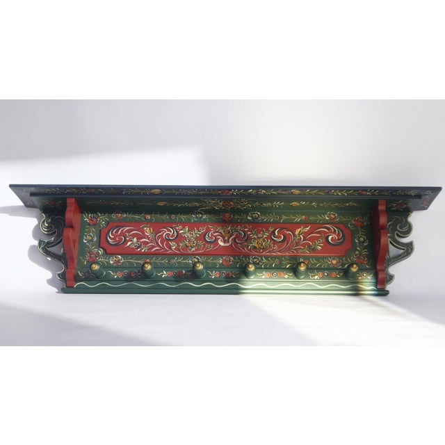 Wood Vintage Folk Art Dutch Wall Rack, 1920s For Sale - Image 7 of 12