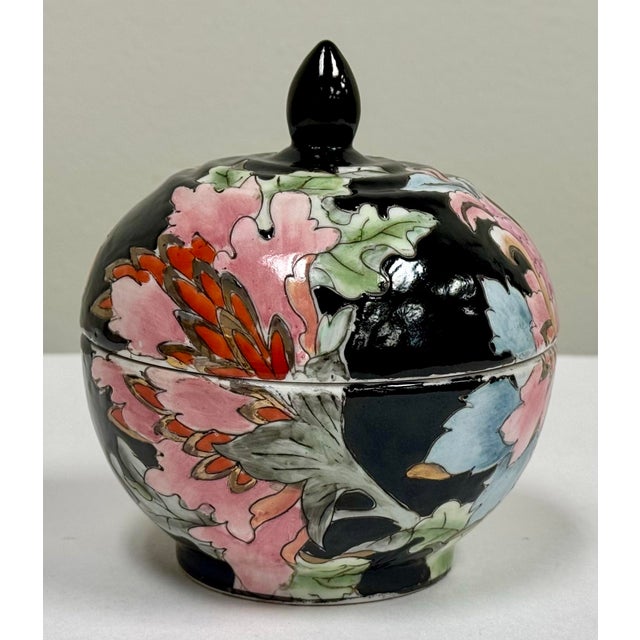 Black Vintage Asian Chinoiserie Lidded Jar For Sale - Image 8 of 10
