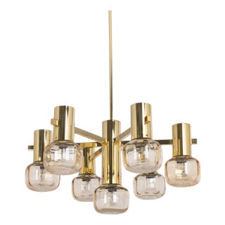 Large Sciolari Brass Chandelier, Germany, 1960s For Sale