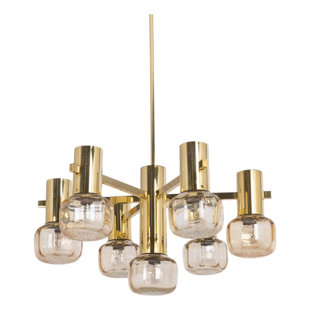 Large Sciolari Brass Chandelier, Germany, 1960s For Sale